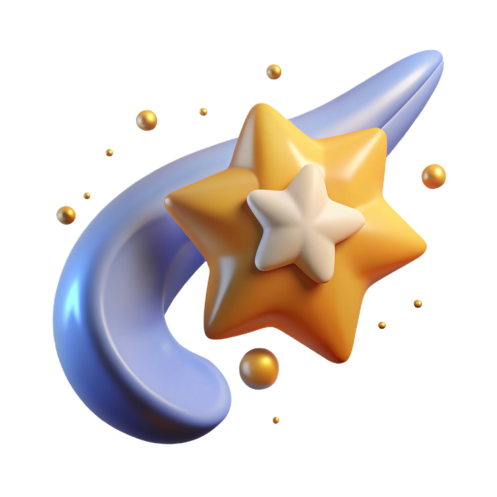 stunning artistic 3D Render Star and Crescent Moon Design authentic png