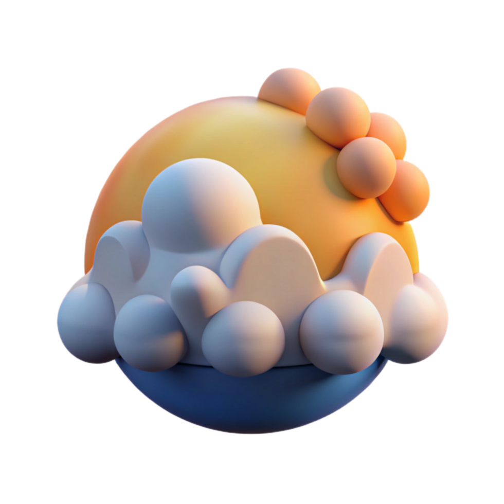 serene contemporary Abstract 3D Render Sun, Clouds, and Sky premium png