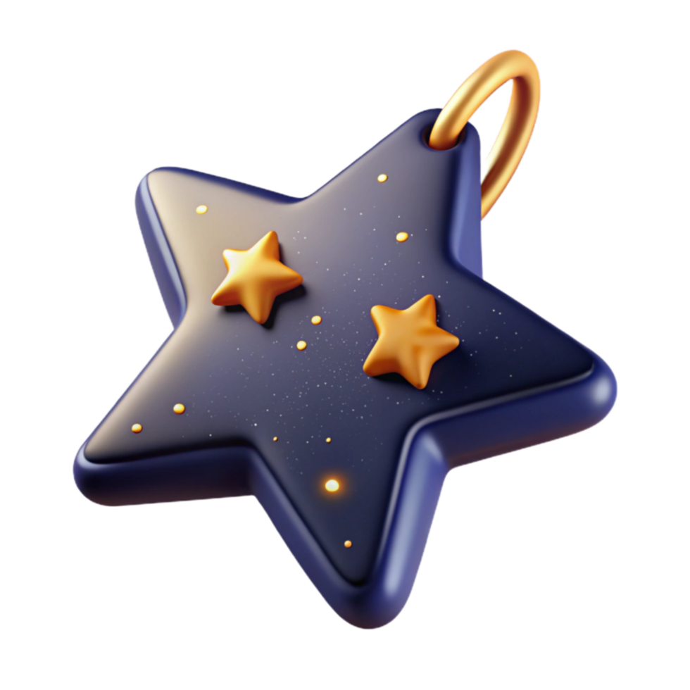 impressive classic Night Sky Star Charm 3D Render of Celestial Accessory detailed png