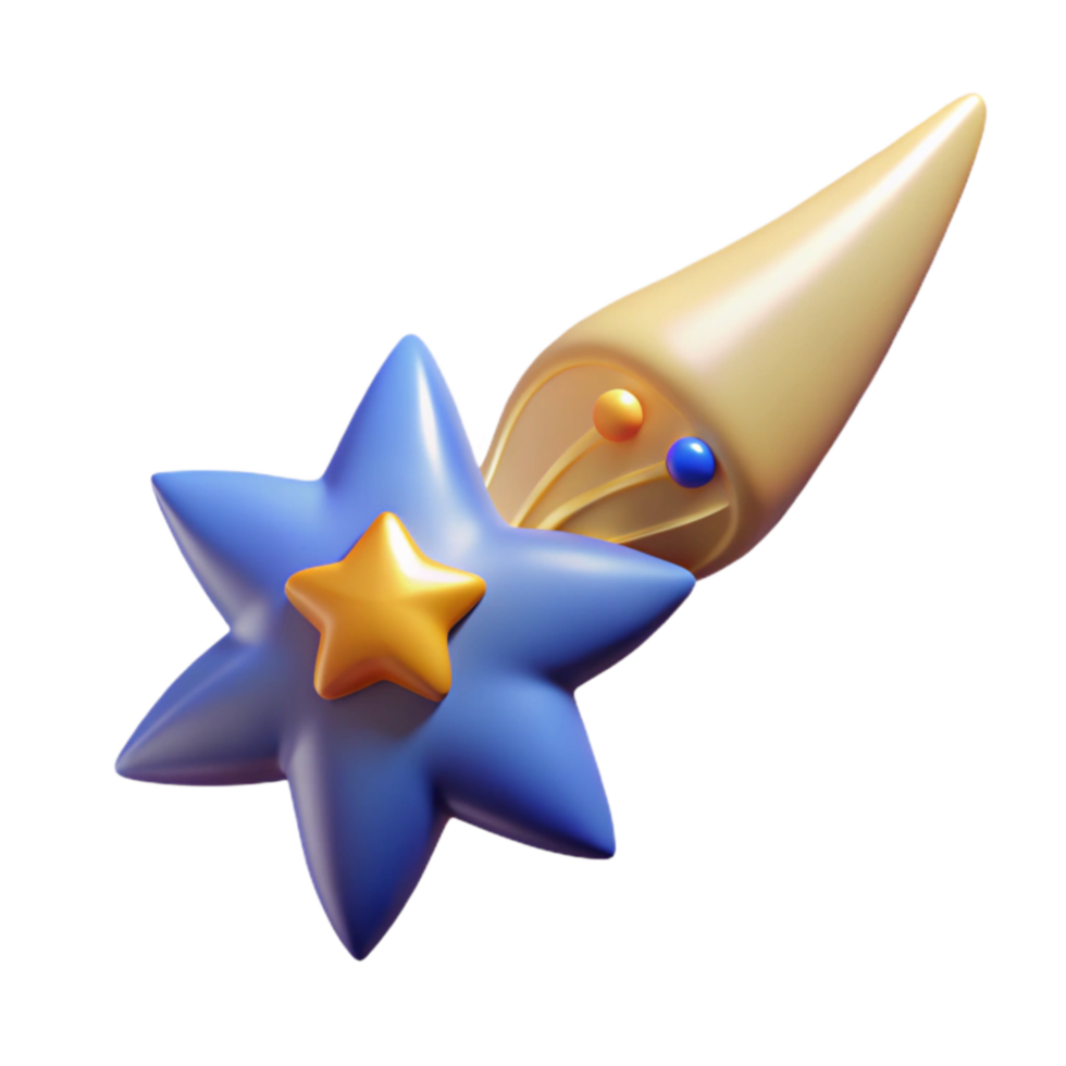 3D Render Shooting Star with Blue Star png