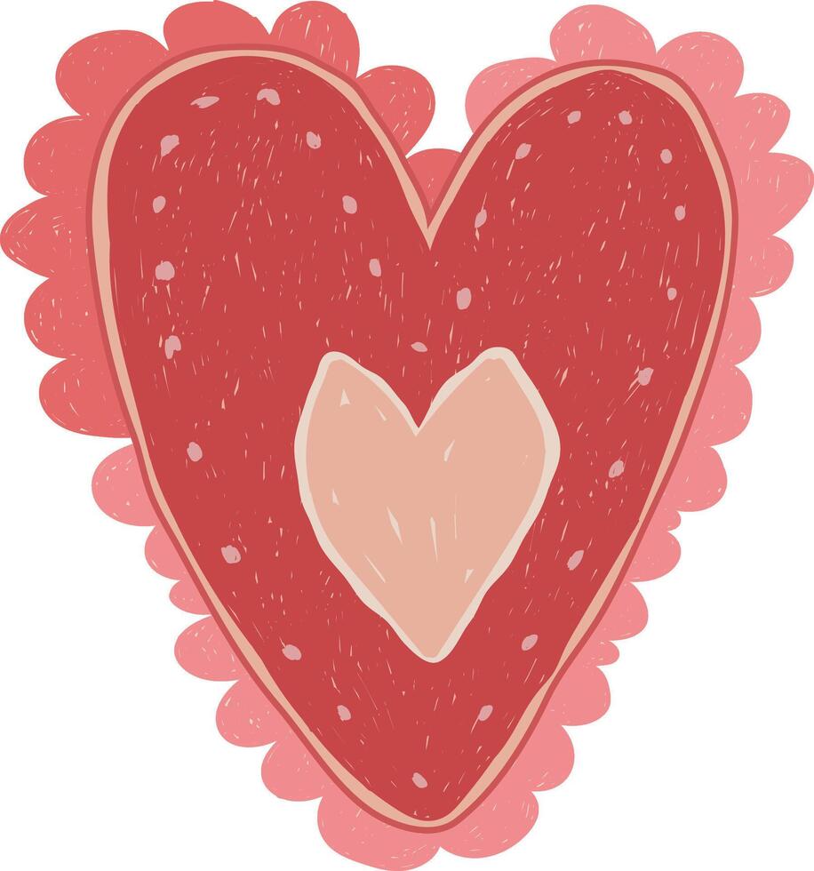 Red Valentine, Heart Card Design, Red Heart with Ruffles vector