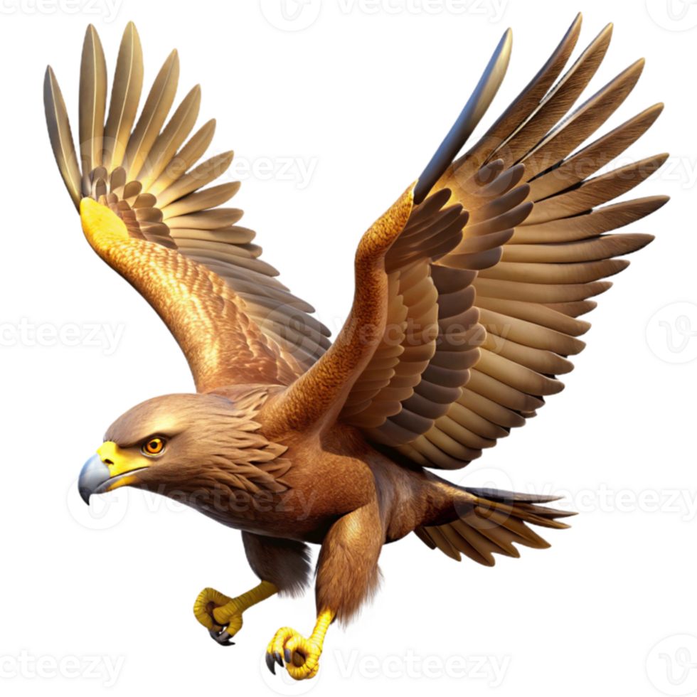 elegant modern Golden Eagle in Flight 3D Illustration detailed png