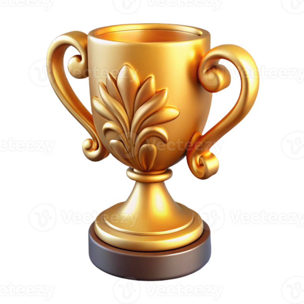 impressive creative Golden Trophy 3D Render authentic png