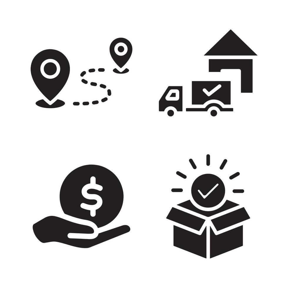 Illustration Set of Delivery, Logistics, and Payment Icons vector