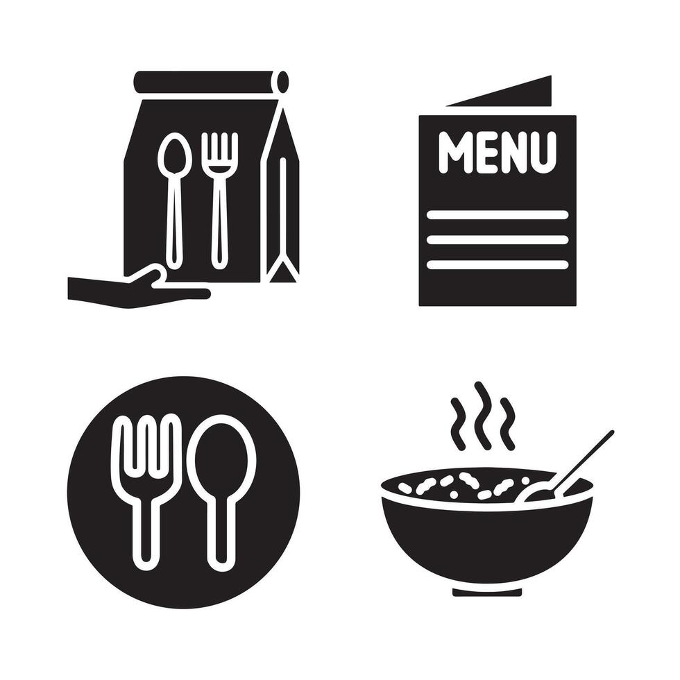 Food Delivery Icons Set, Featuring Order, Menu, and Meal vector