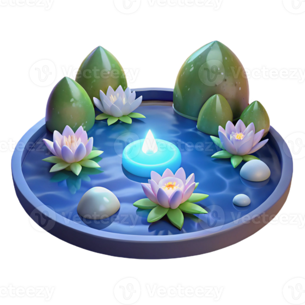 magnificent artistic 3D Render Water Lily Pond Illustration premium png