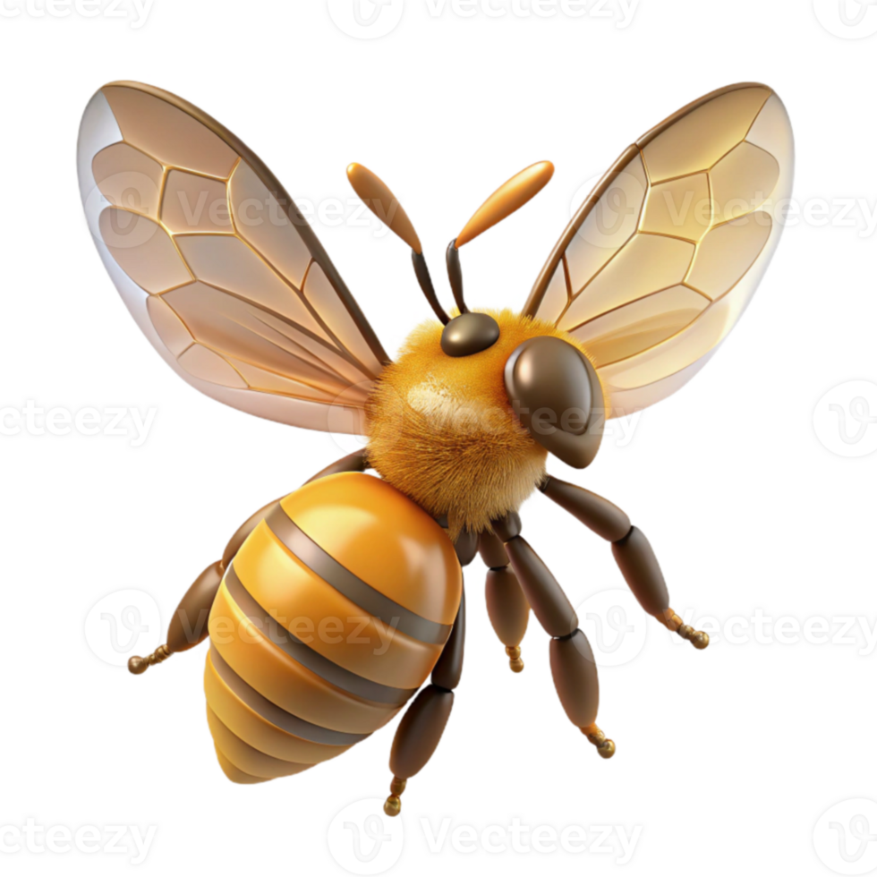 vibrant artistic 3D Cartoon Bee in Flight Illustration premium png