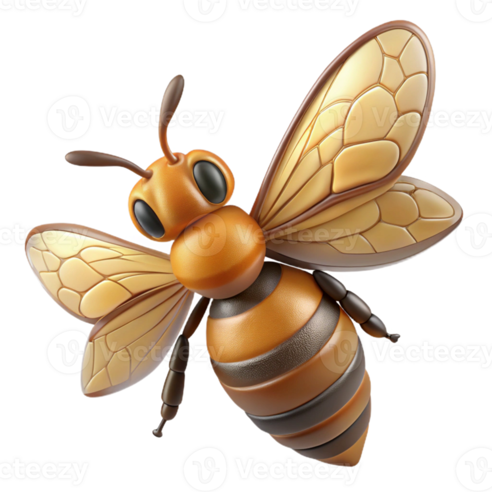 wonderful minimalist 3D Cartoon Bee Illustration 4K png