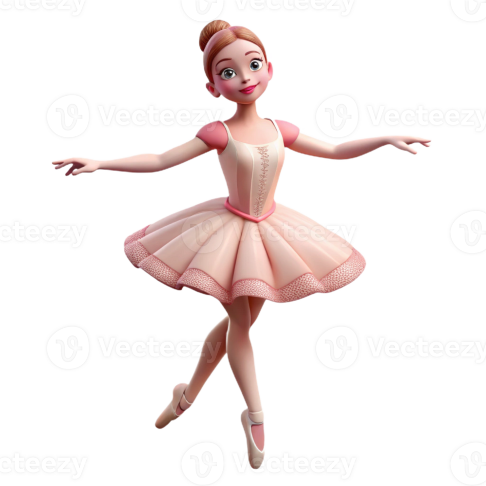 beautiful traditional Adorable Ballerina 3D Render authentic png