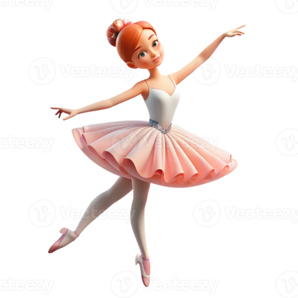 wonderful rustic 3D Ballerina Illustration Peach Tutu 4K png