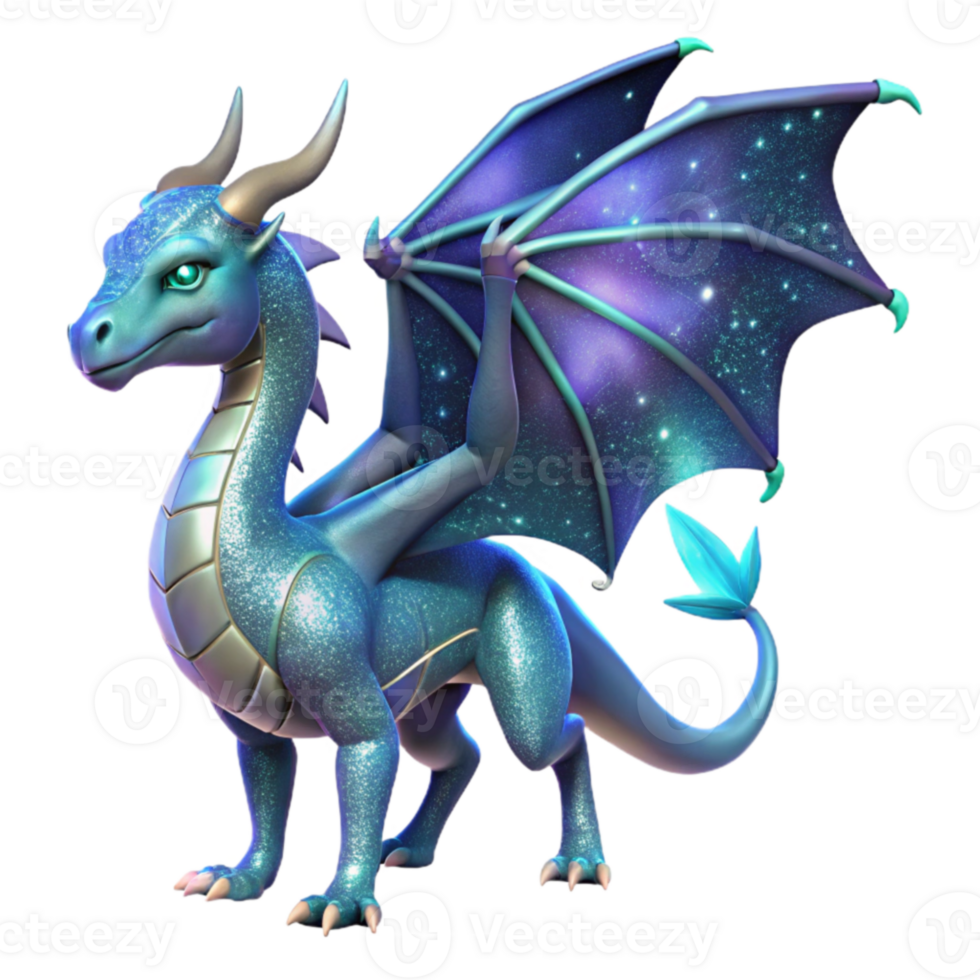 magnificent contemporary Sparkling Galaxy Dragon 3D Render high resolution png