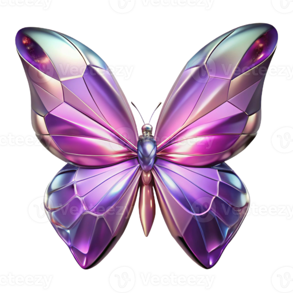 wonderful minimalist Iridescent Purple 3D Butterfly high quality png