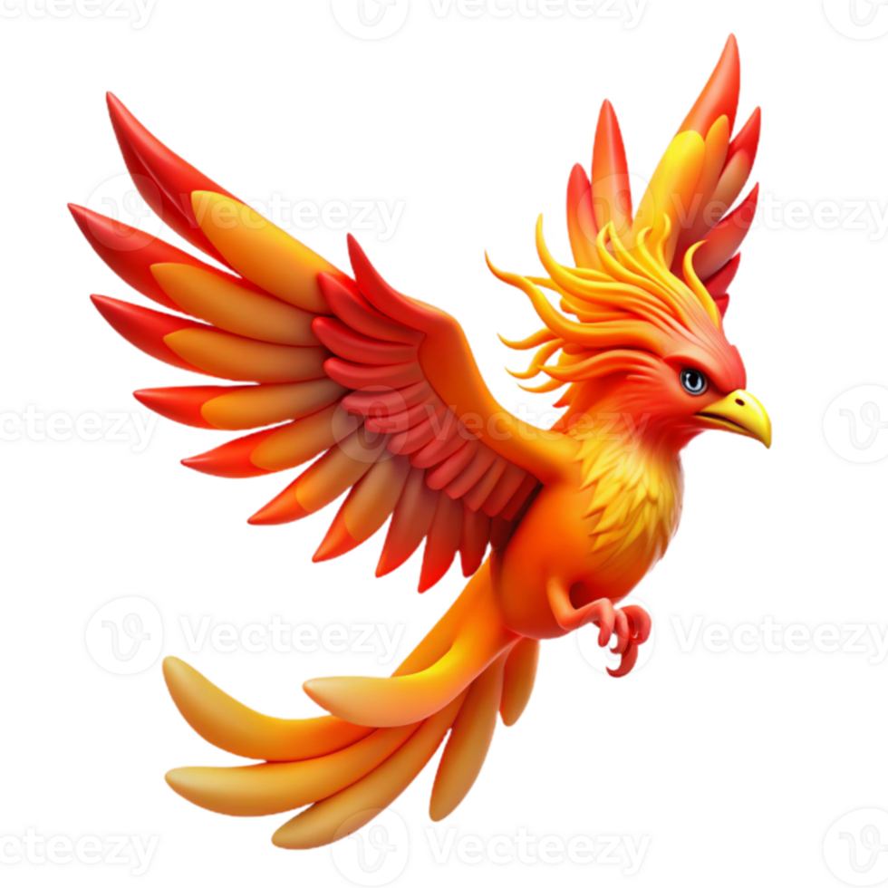 wonderful creative Fiery Phoenix 3D Illustration authentic png