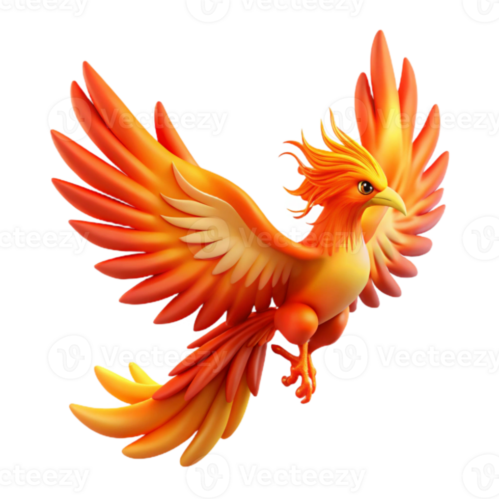 extraordinary vintage Fiery Phoenix 3D Illustration original png