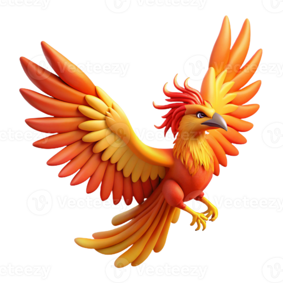 stunning modern Fiery Phoenix 3D Render authentic png