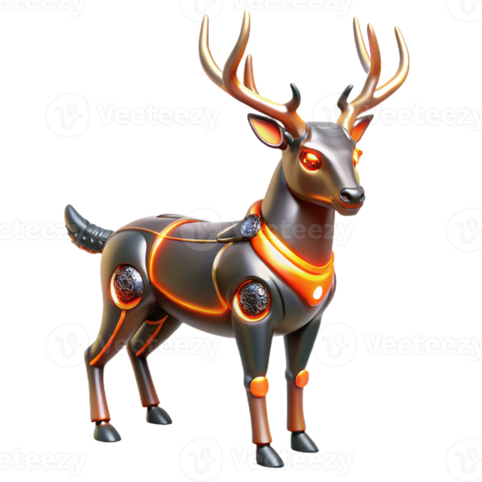 serene creative Cybernetic Deer 3D Render high resolution png