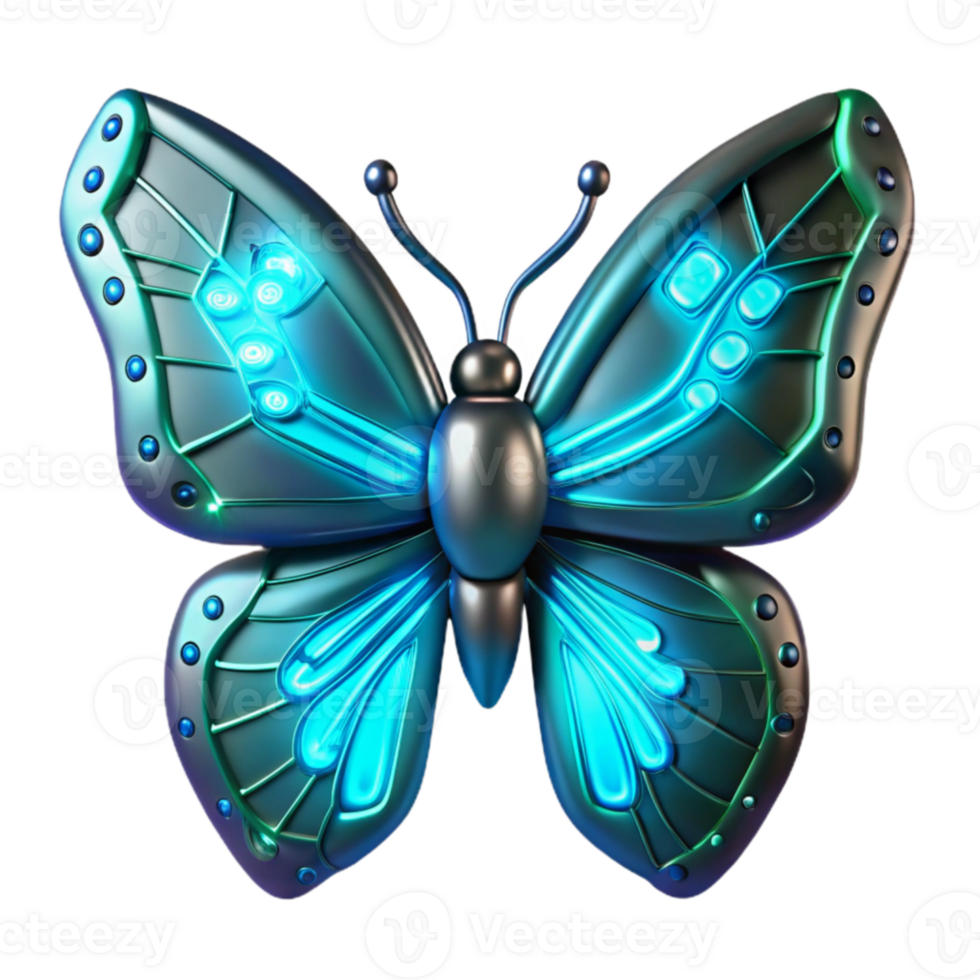 serene rustic 3D Render Futuristic Butterfly 4K png
