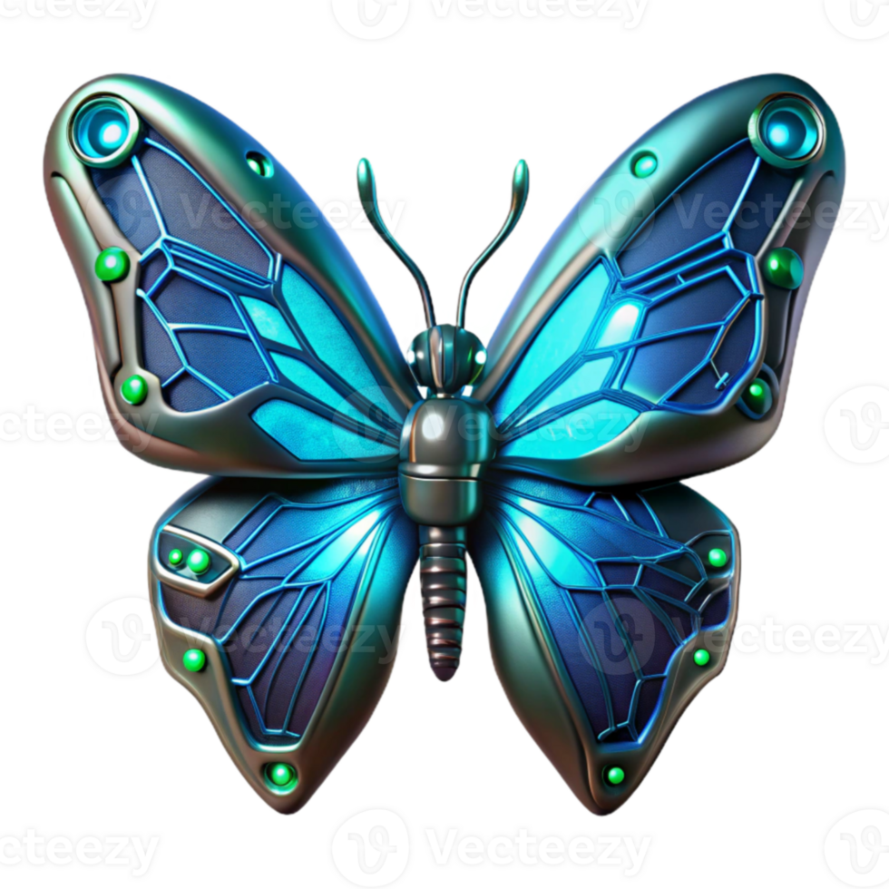 magnificent abstract Cybernetic Butterfly 3D Render exclusive png
