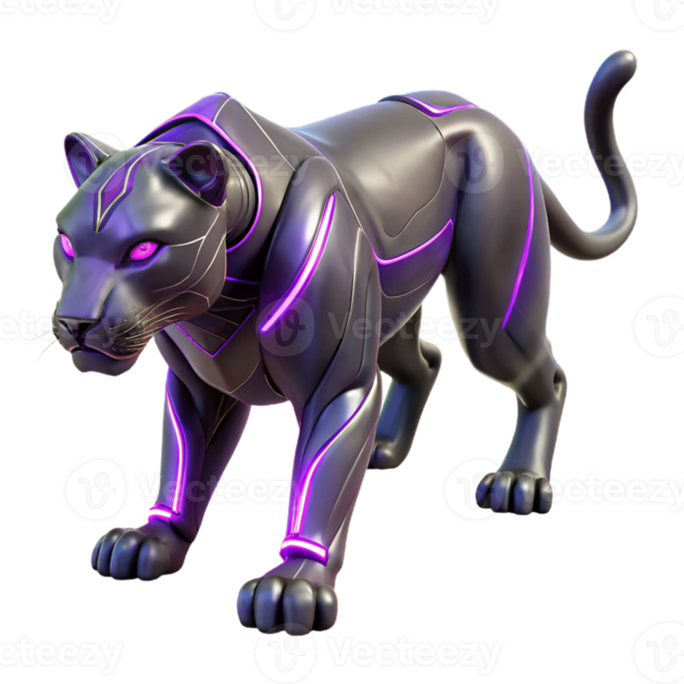 impressive rustic Cybernetic Panther 3D Render detailed png