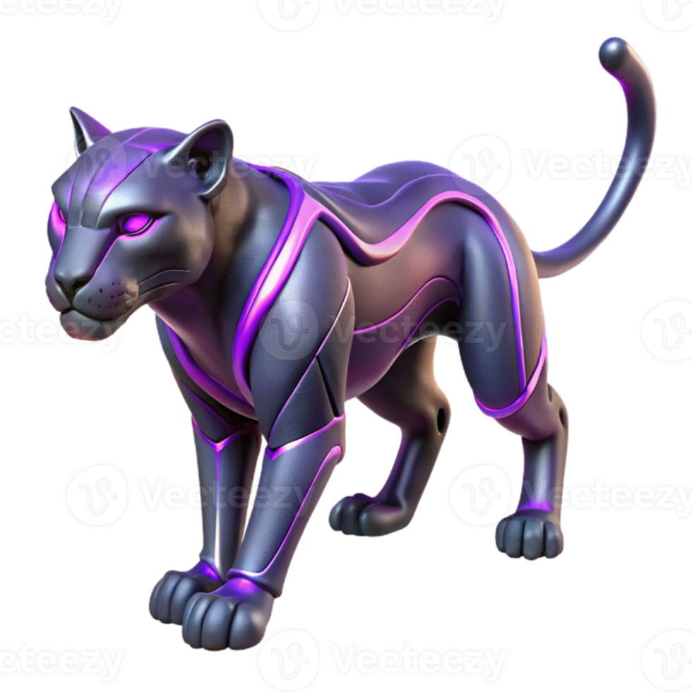 beautiful modern Cybernetic Panther 3D Render original png