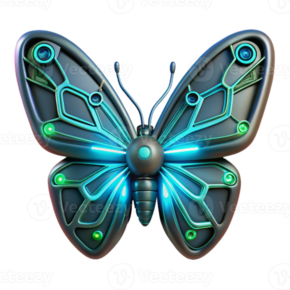 extraordinary abstract Cybernetic Butterfly 3D Render professional png
