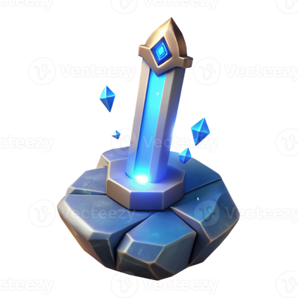 beautiful artistic Glowing Crystal Monument 3D Render original png