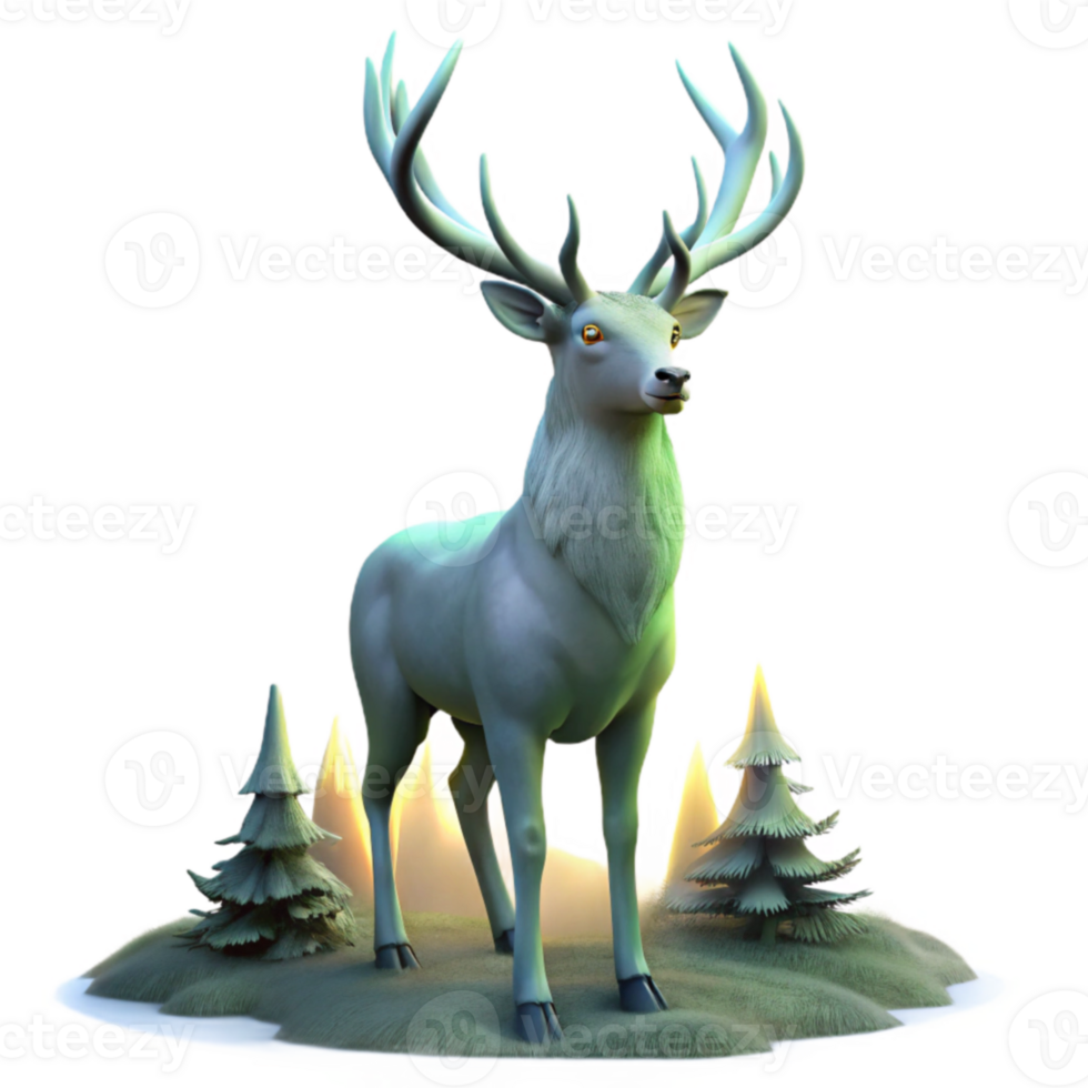 stunning abstract Majestic White Deer 3D Render original png