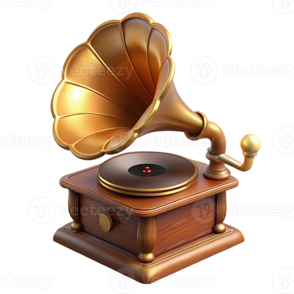 serene modern Vintage Gramophone 3D Render exclusive png