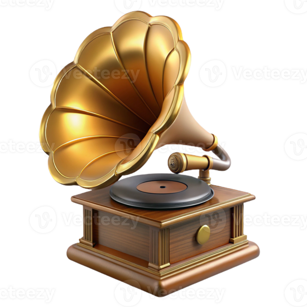 impressive contemporary Vintage Gramophone 3D Render genuine png