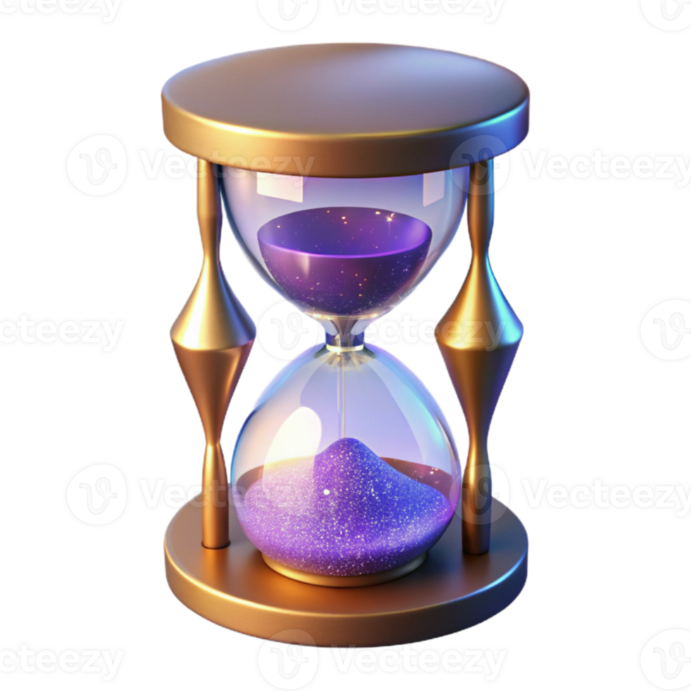 vibrant classic 3D Render of a Glittery Purple Hourglass high quality png