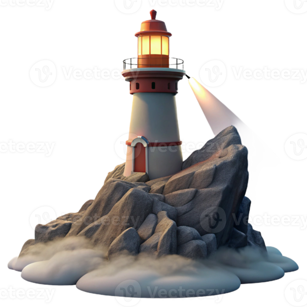 serene traditional Lighthouse 3D Render Coastal Beacon Illustration genuine png