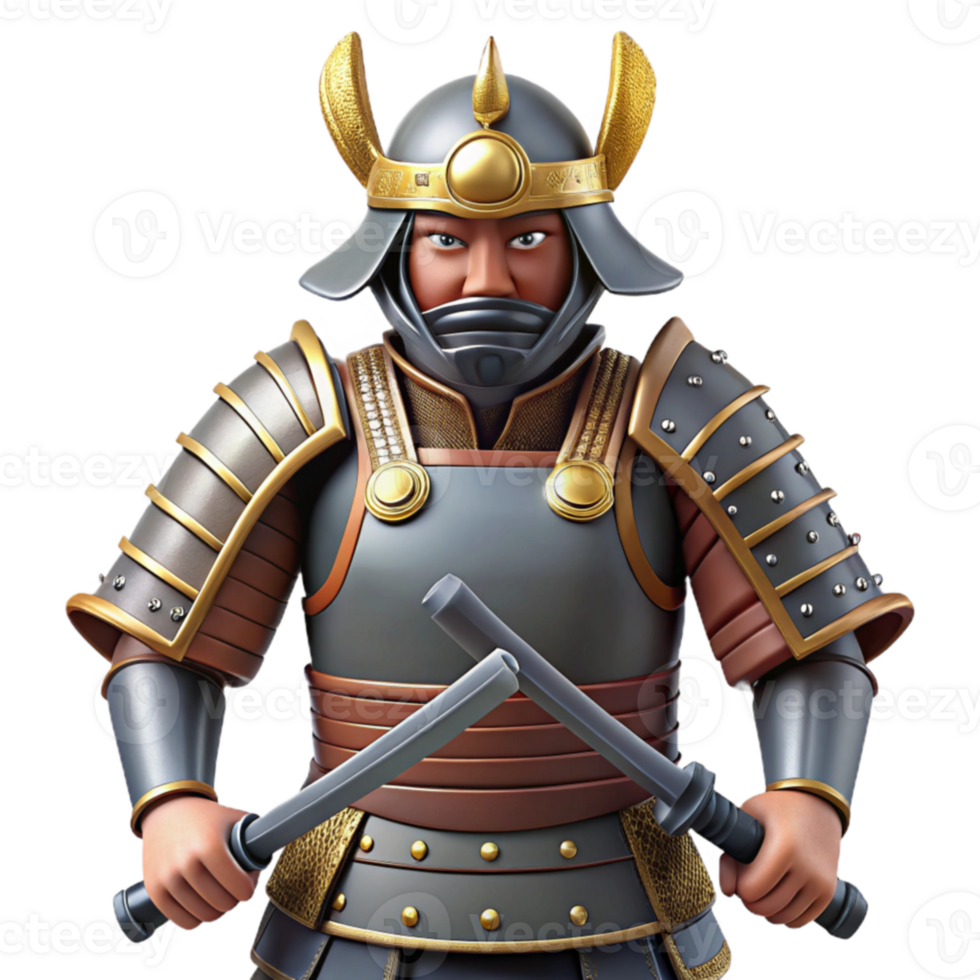 stunning traditional 3D Stylized Samurai Warrior Illustration authentic png