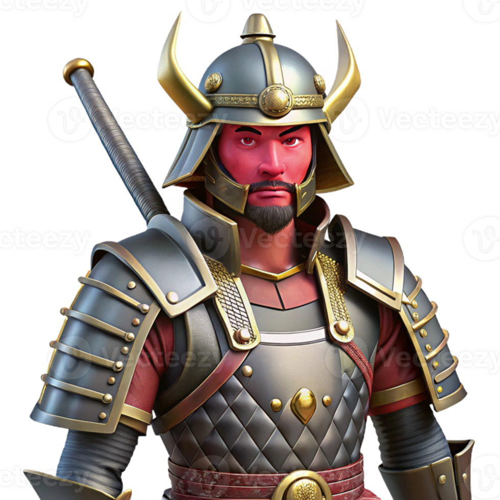 impressive creative 3D Render Samurai Warrior Illustration 4K png