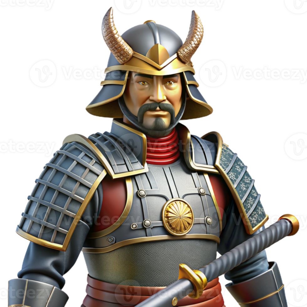 serene vintage 3D Samurai Warrior Illustration genuine png