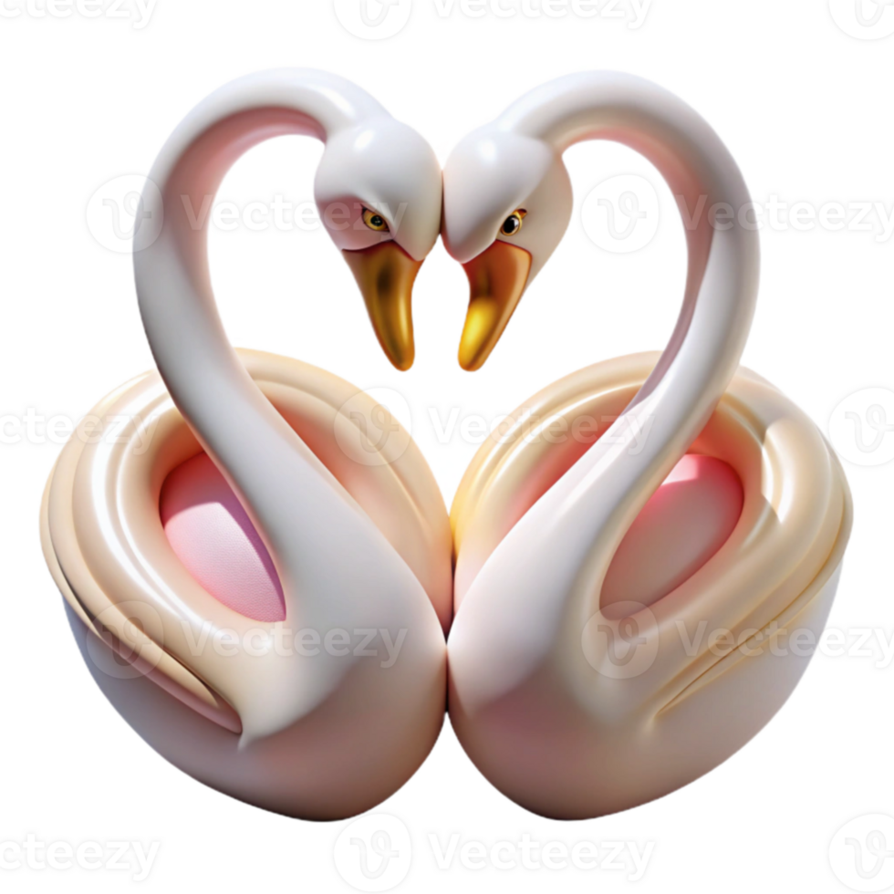 extraordinary contemporary Lovely Swan Couple 3D Render high resolution png