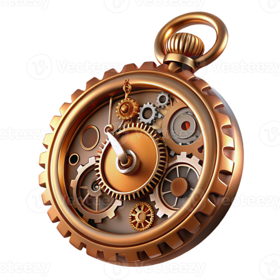 beautiful contemporary Steampunk Pocket Watch 3D Render 4K png