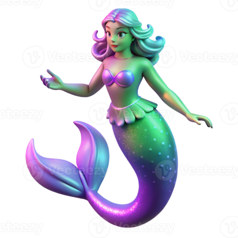 magnificent creative Iridescent Mermaid 3D Render professional png