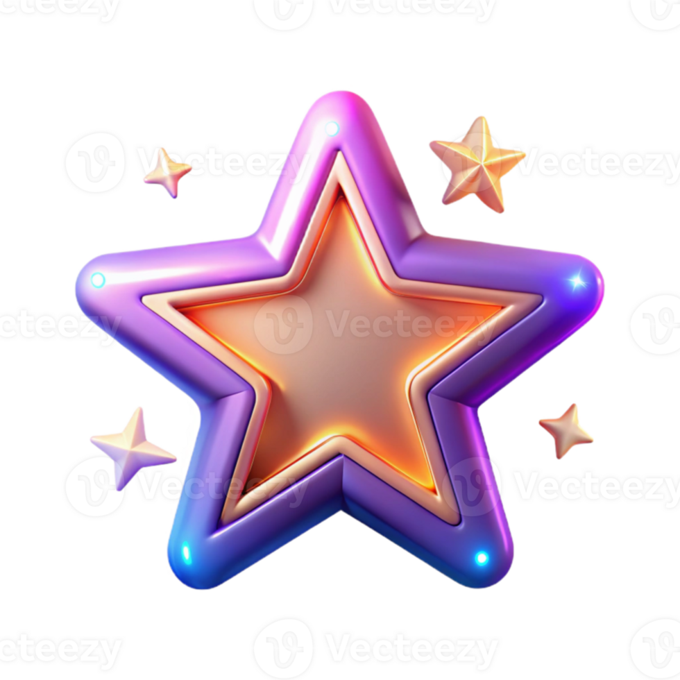 vibrant modern 3D Render Glowing Star professional png