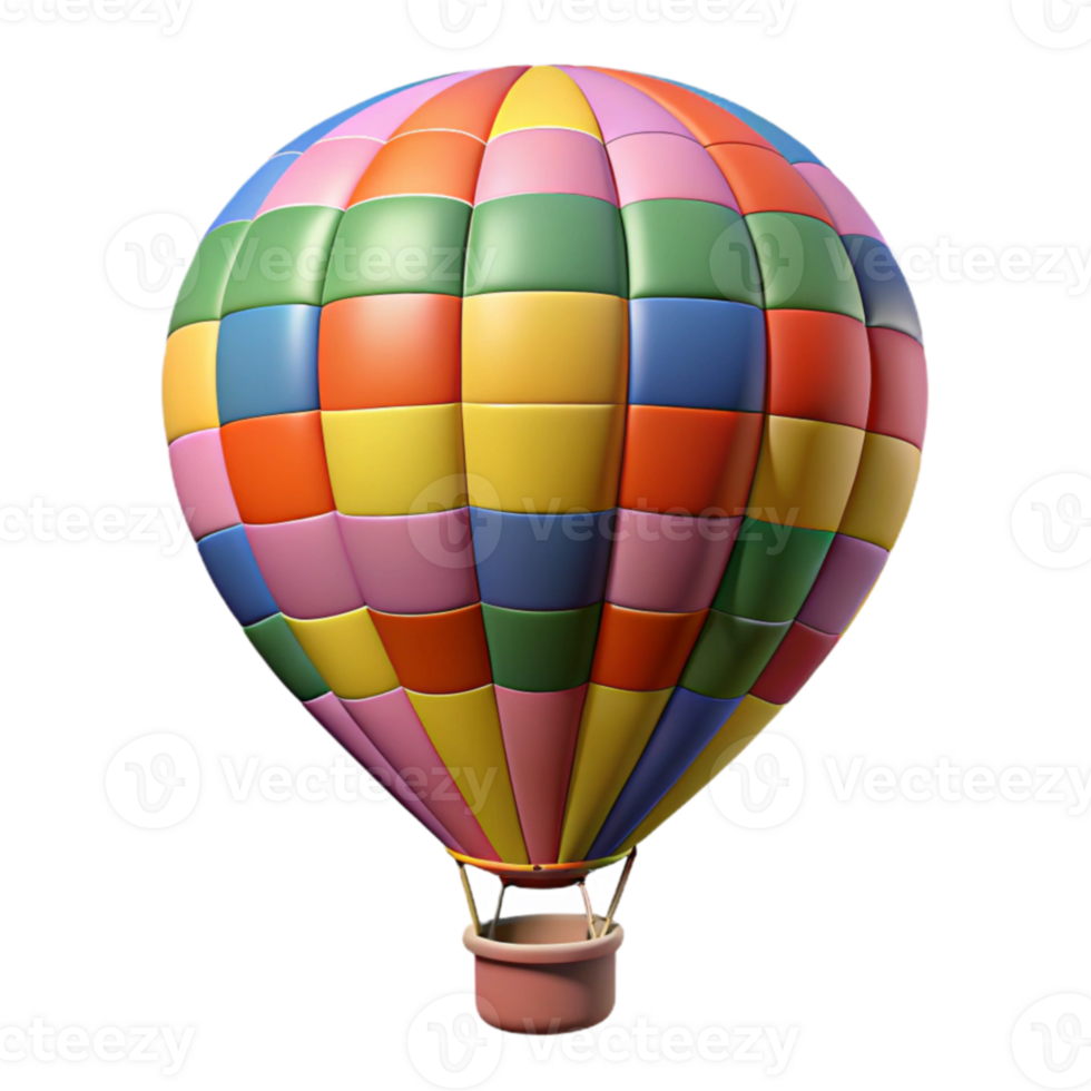 extraordinary contemporary Colorful Hot Air Balloon 3D Render authentic png