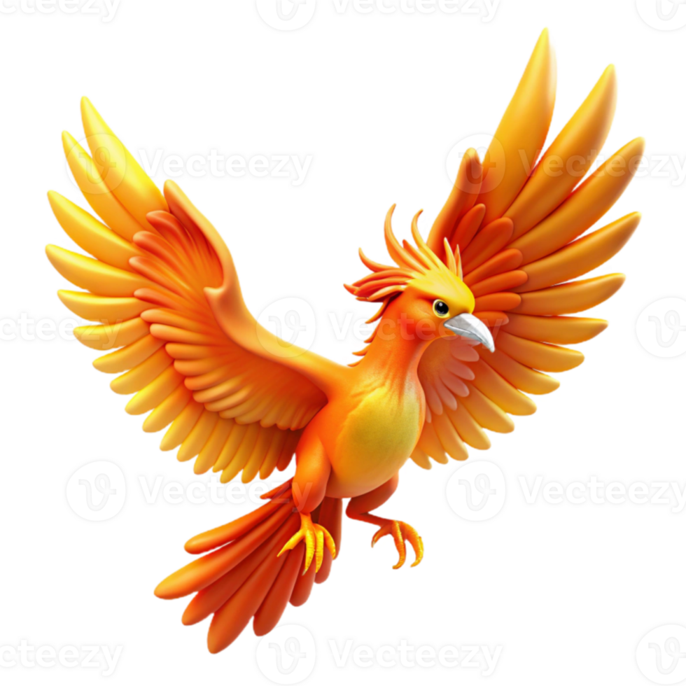magnificent creative Fiery Phoenix 3D Illustration detailed png