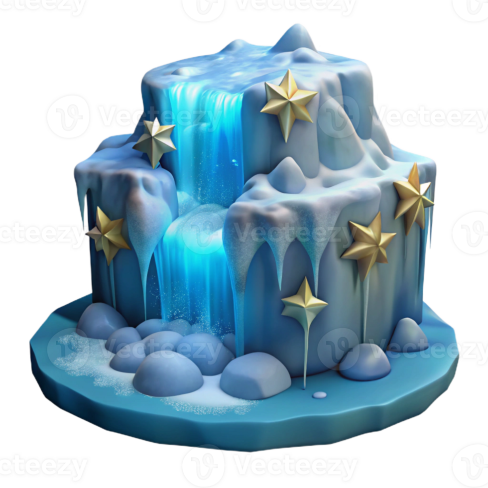 dramatic rustic Icy Waterfall 3D Render exclusive png