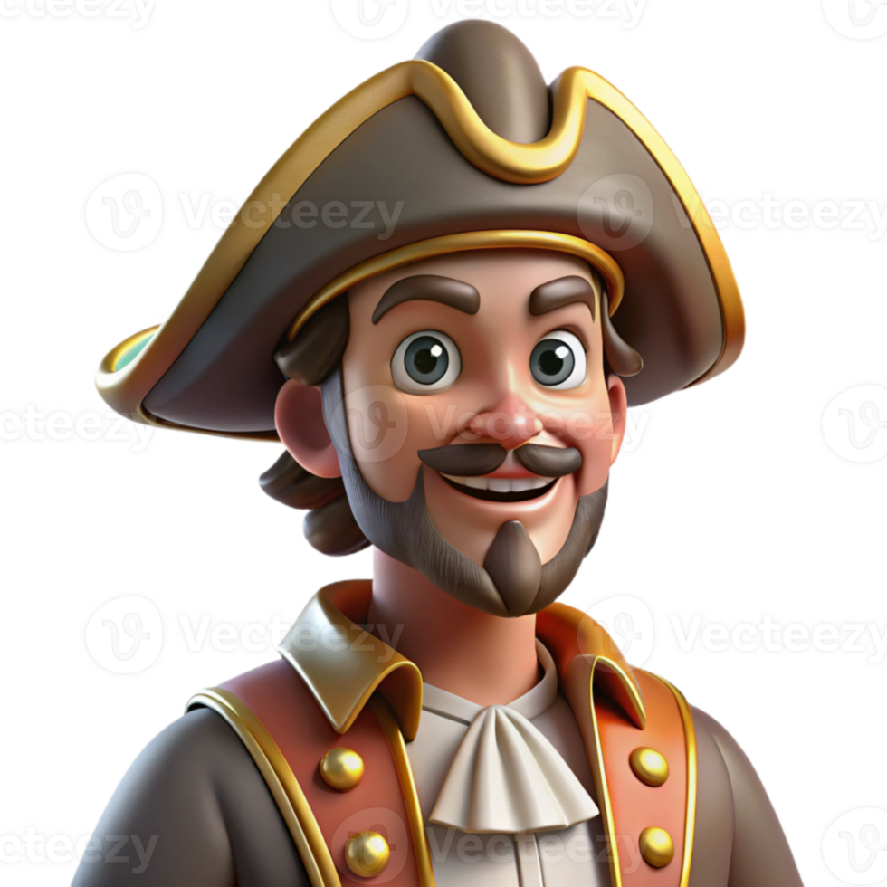 wonderful rustic Jolly Captain 3D Render high resolution png