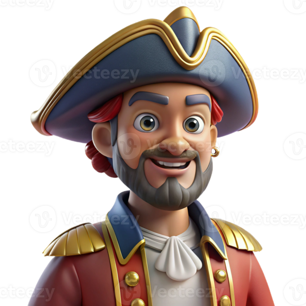 magnificent creative Jolly Pirate Captain 3D Render authentic png