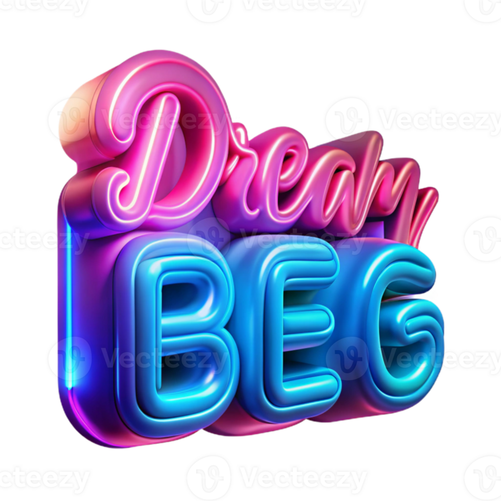 serene abstract Dream Big 3D Text Render genuine png