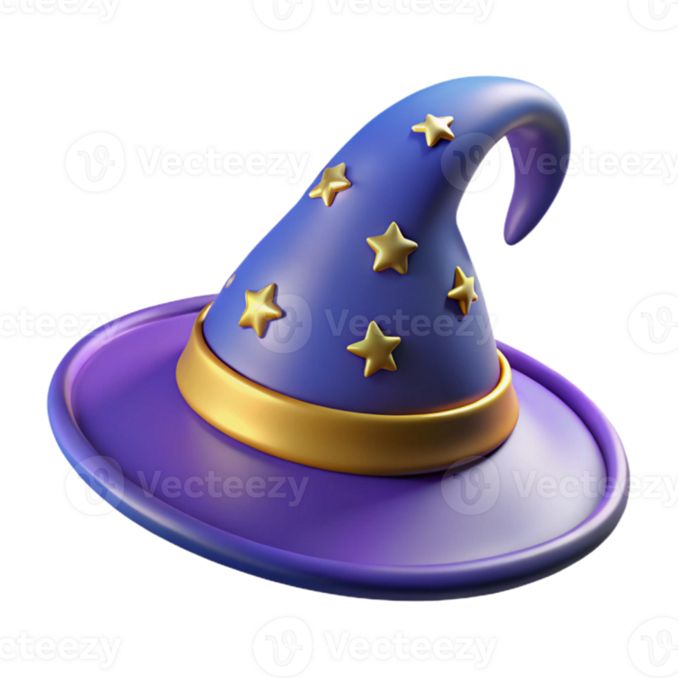 impressive traditional Purple Wizard Hat 3D Render original png