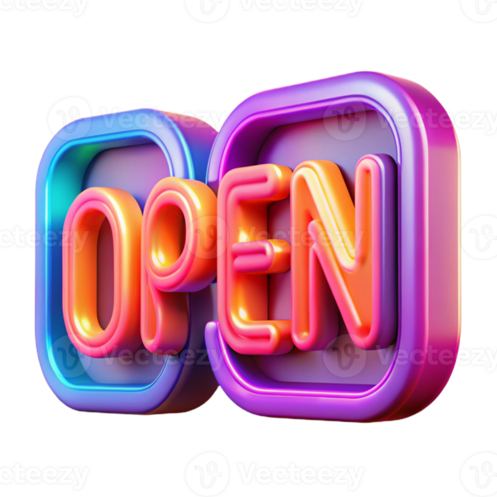 magnificent rustic Vibrant 3D Open Sign Illustration high resolution png