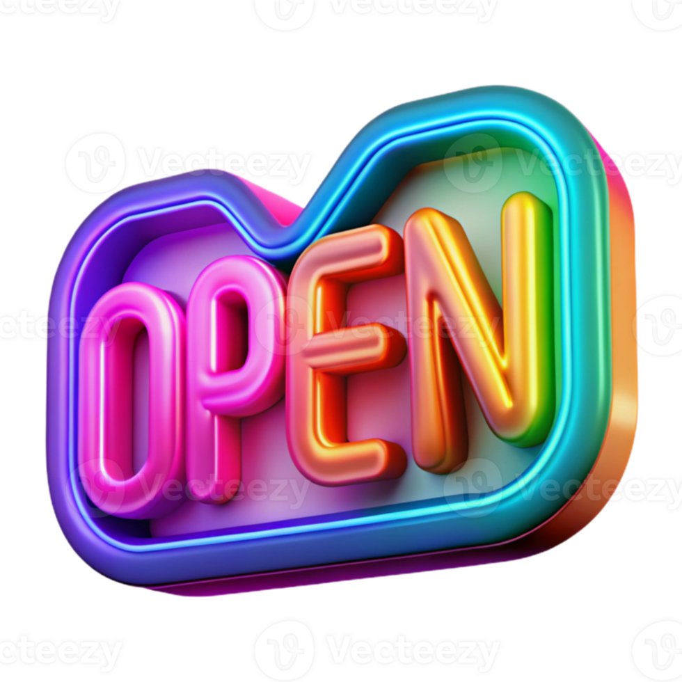 serene artistic Rainbow Open Sign 3D Render genuine png