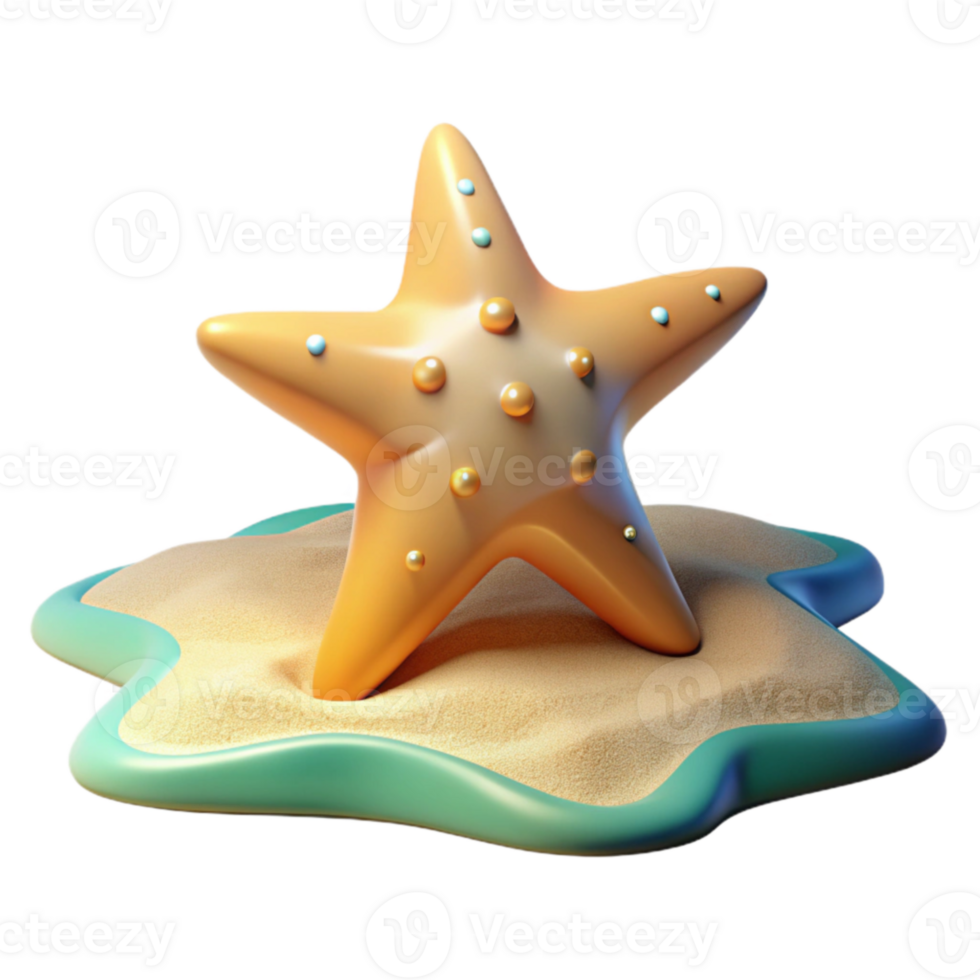 magnificent classic 3D Render of a Cute Starfish on Sand detailed png