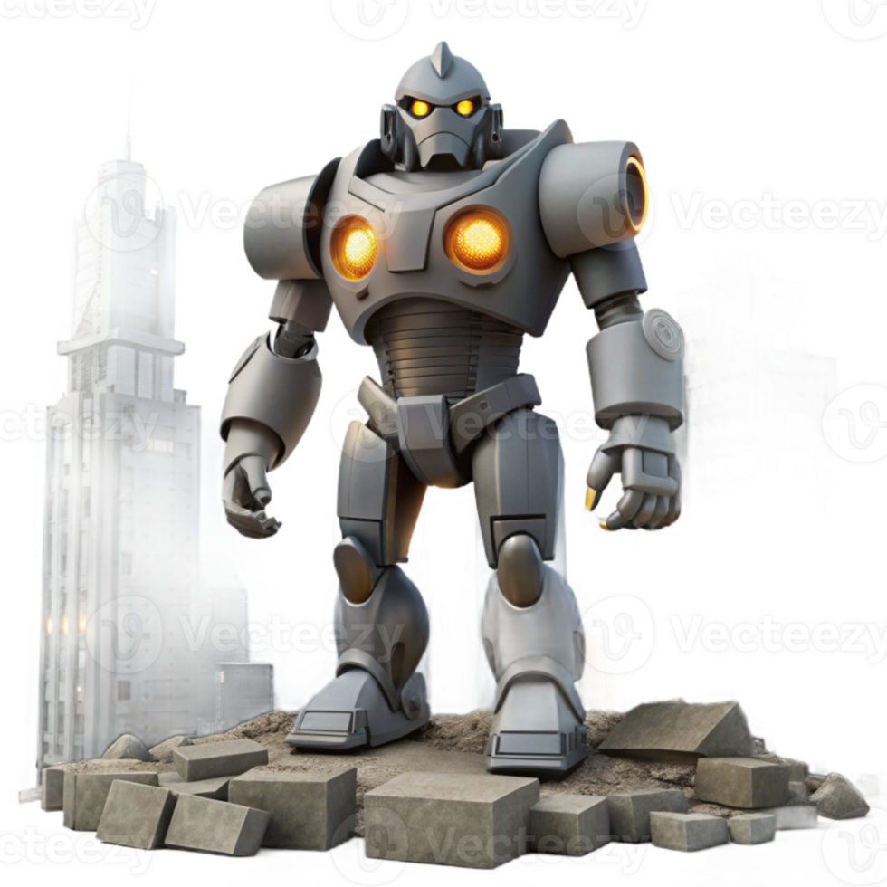 stunning minimalist Giant Robot 3D Render authentic png