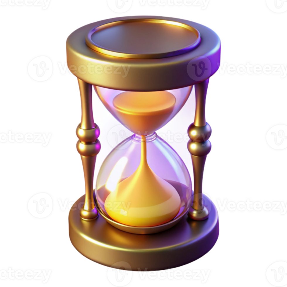 wonderful contemporary Golden Hourglass 3D Render original png